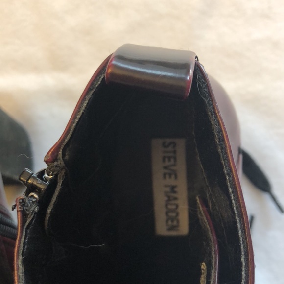 EUC Steve Madden Andie Burgandy Combat Boots. 3 inch heels. Size 6.5. - Picture 4 of 5